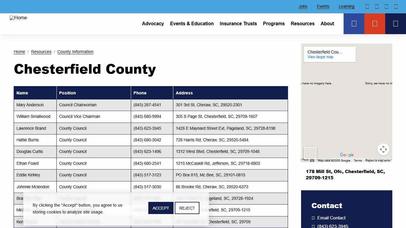 Chesterfield County South Carolina Association of Counties